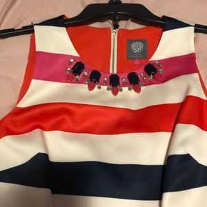 Vince Camuto striped shift dress with detailing